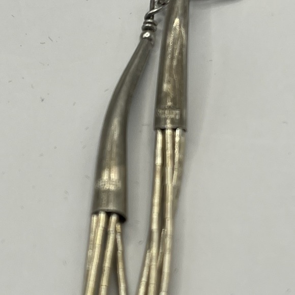 Pair Strand Liquid Silver Bib Necklaces Stamp Sterling Black Beads (Onyx?) 21g - Picture 10 of 16